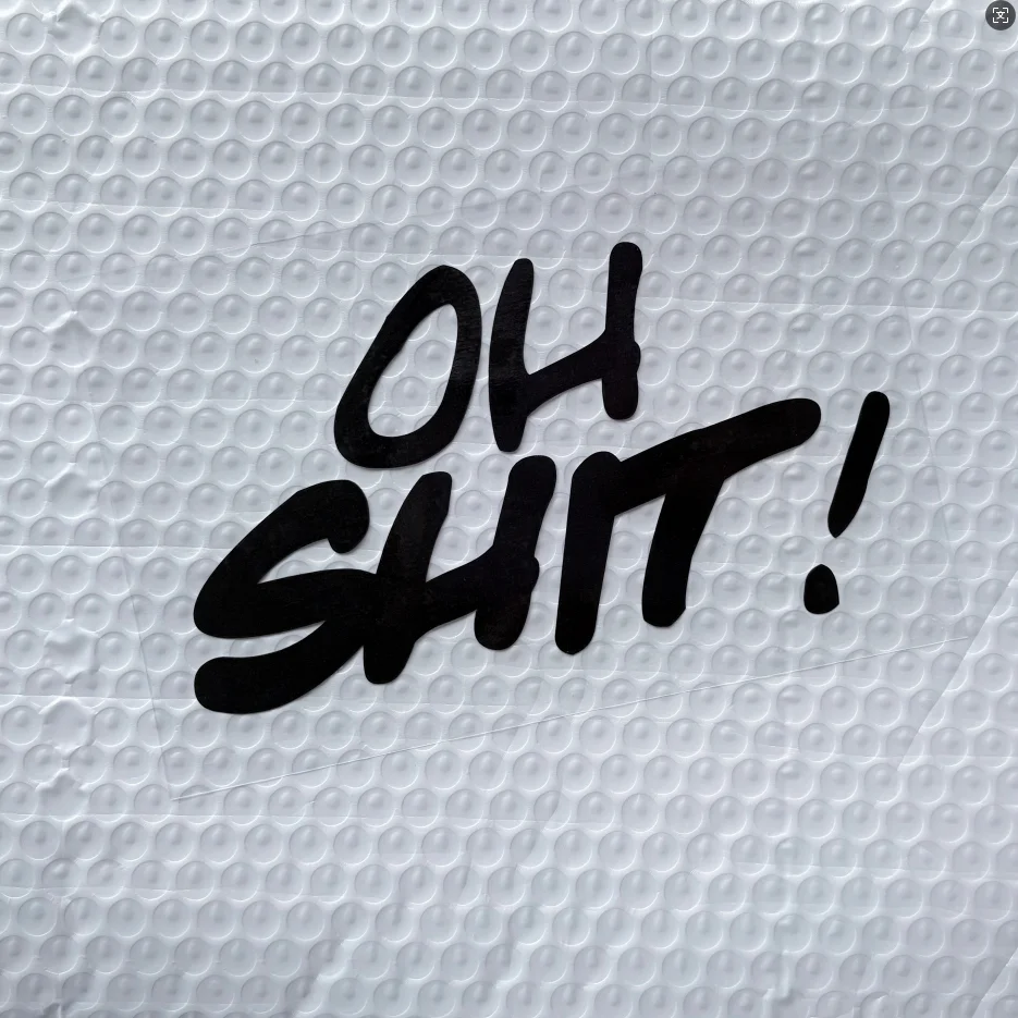 Motorcycle Stickers Funny OH SHIT Reflective Waterproof Decal