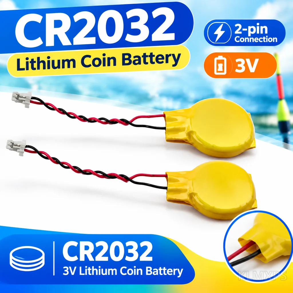 CR2032 CMOS BIOS Battery 2-Pin 1.25 Connector, Detachable Wires, Replacement for Laptop Computer Motherboard, 2PCS Battery Pack