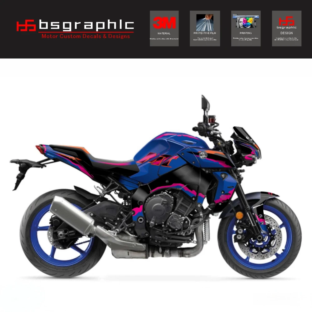 

For Yamaha Mt-10 MT10 2022 23 24 25 26 Motorcycle Body Fairing Protective Sticker Decal Street Bike Fifty Graphic Kit Blue