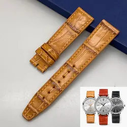 FUYIJIA Top Mississippi Alligator Skin Watchbands Custom Substitute Original IW-C PORTOFINO Strap 16MM 18MM Genuine Leather Belt