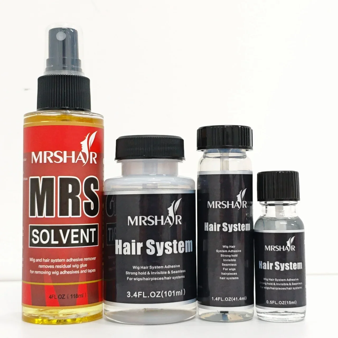 MRSHAIR Hair System Wig Adhesive & Solvent Remover Single Bottle 15ml/41ml/101ml/118ml Lace Wig Glue for Toupee Hairpieces