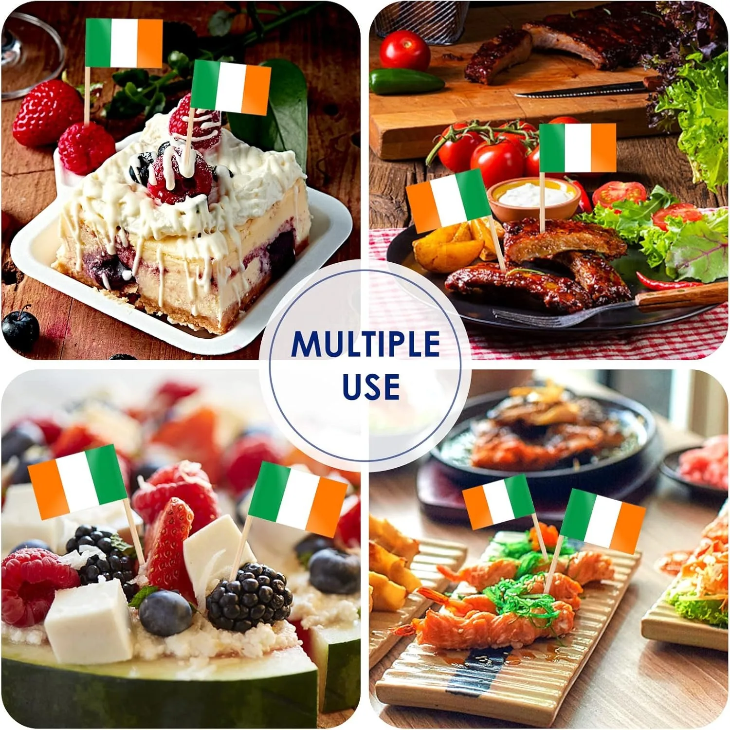 100PCS Ireland Toothpick Flag Irish Mini Small Cupcake Topper Flags Cocktail Picks / Food Stick Flags Decorations