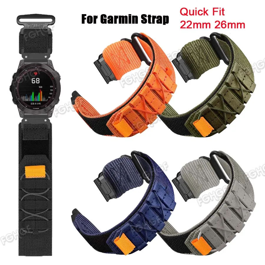 

Nylon Strap For Garmin Fenix 8 7 7X Pro 6X 6 5X Plus Enduro 3 Epix Pro Bracelet Watch Band Wristband Correa QuickFit 26mm 22mm
