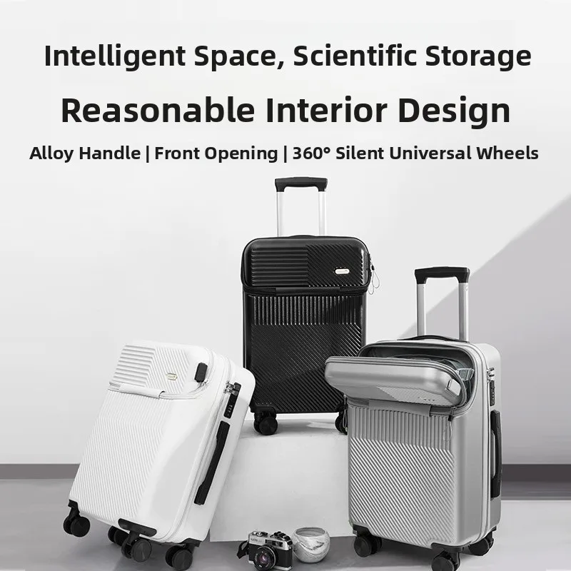 

New Women's Faionable Lage Carry-On Suitcase with Front Opening Password Lo Durable ABS+PC Material for Travel