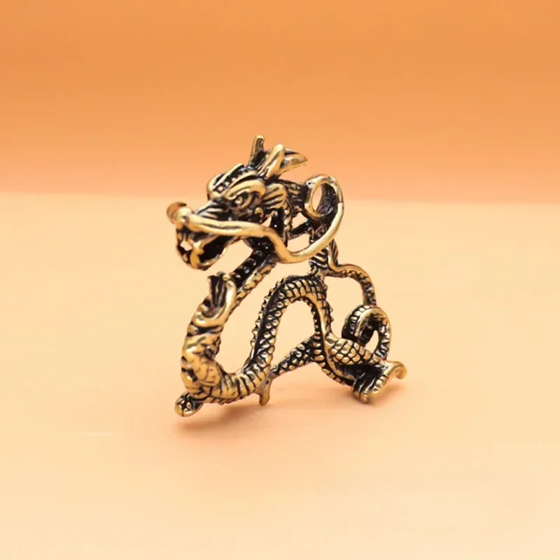 1Pcs Retro Brass Dragon Figurine Decor Wealth Prosperity Chinese Style Ornament Dragon Luck Animal Fengshui Vintage Decors