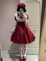 Spring Vintage Elegant Lolita Woman Dress Red Ruffle High Waist Lace Bow French Sweet Kawaii Female Elegant Party Outfits 2025