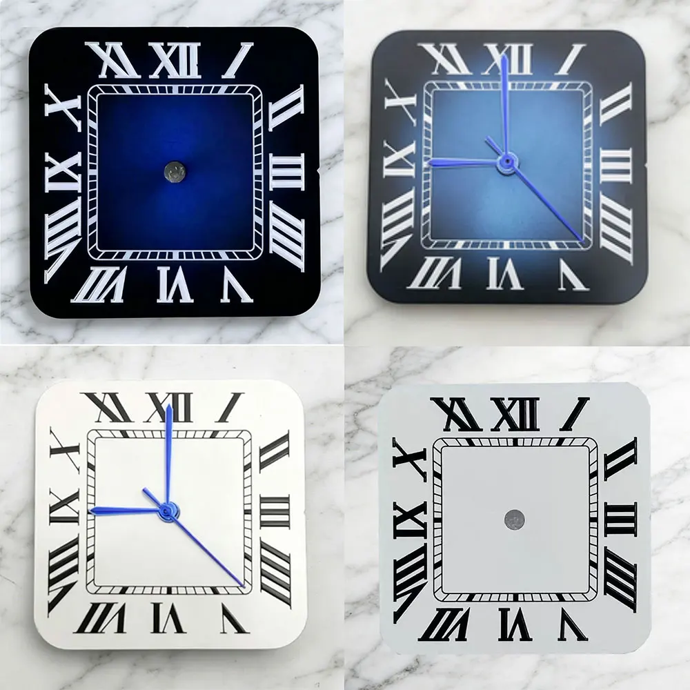 27mm Santos square white blue dial hands suitable for NH35 NH36 automatic movement assembly watch