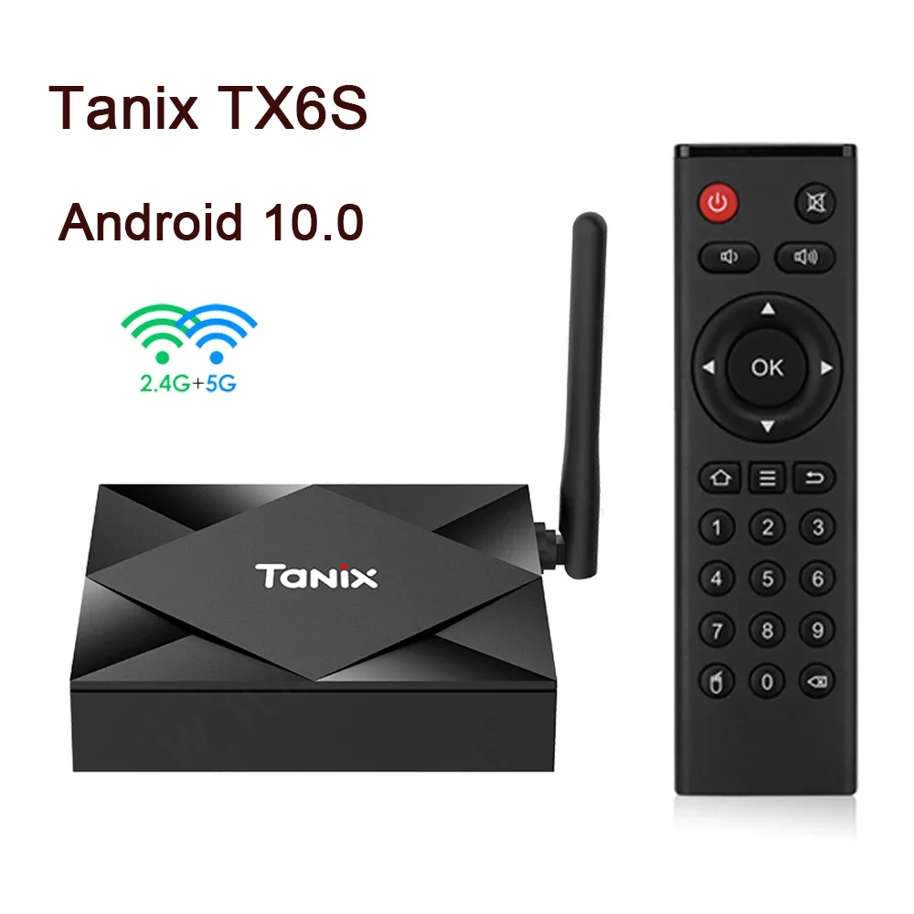 التخليص Tanix TX6S Android 10.0 TV Box 4G 32G Allwinner H616 Dual WiFi Bluetooth 8K HD الذكية فك التشفير مشغل الوسائط