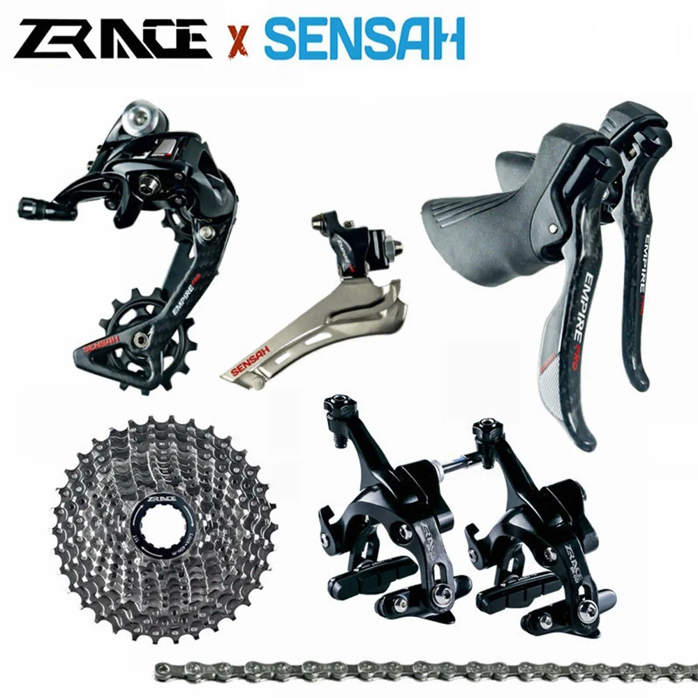 EMPIRE PRO Carbon Fiber 8-Piece 12S Road Bike Transmission Kit, Chain Flywheel Brakes