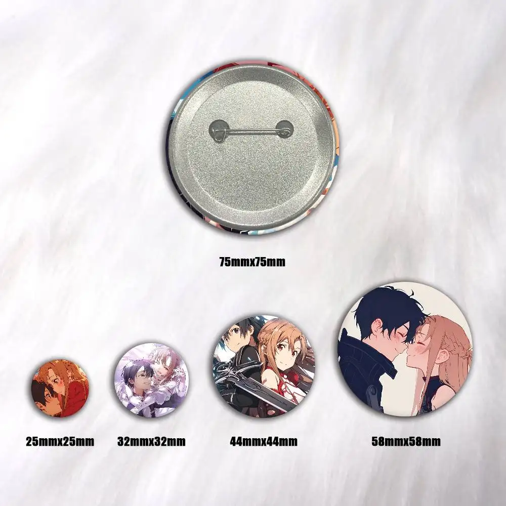 Anime Game S-Sword Art Online Asuna Kirito Manga Badge Tinplate DIY Backpack Clothing Accessories Jewelry Pins