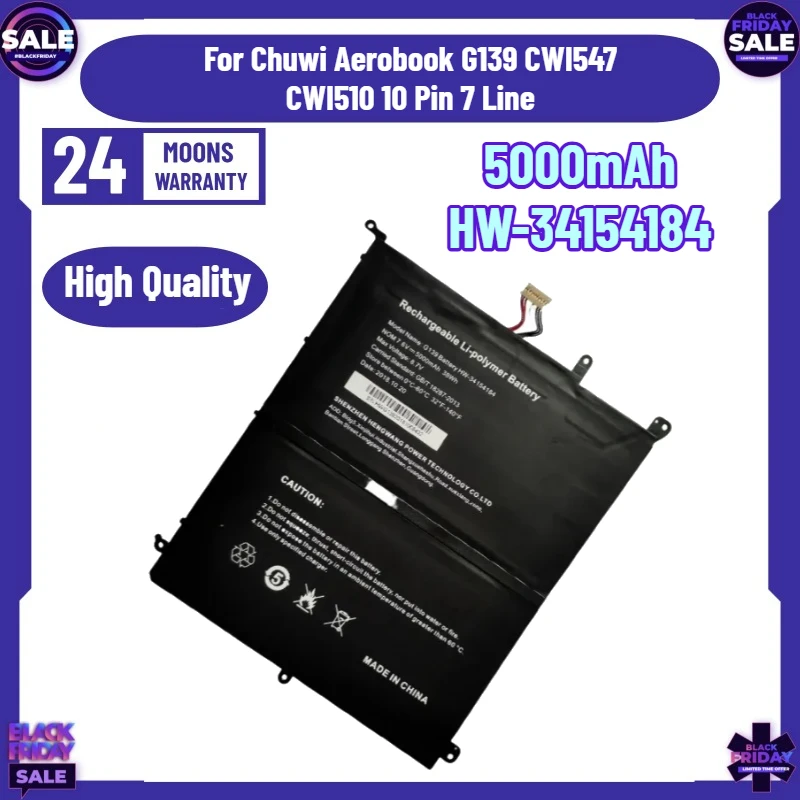 SWZY High Quality 5000mAh HW-34154184 Laptop Battery for Chuwi Aerobook G139 CWI547 CWI510 10 Pin 7 Line