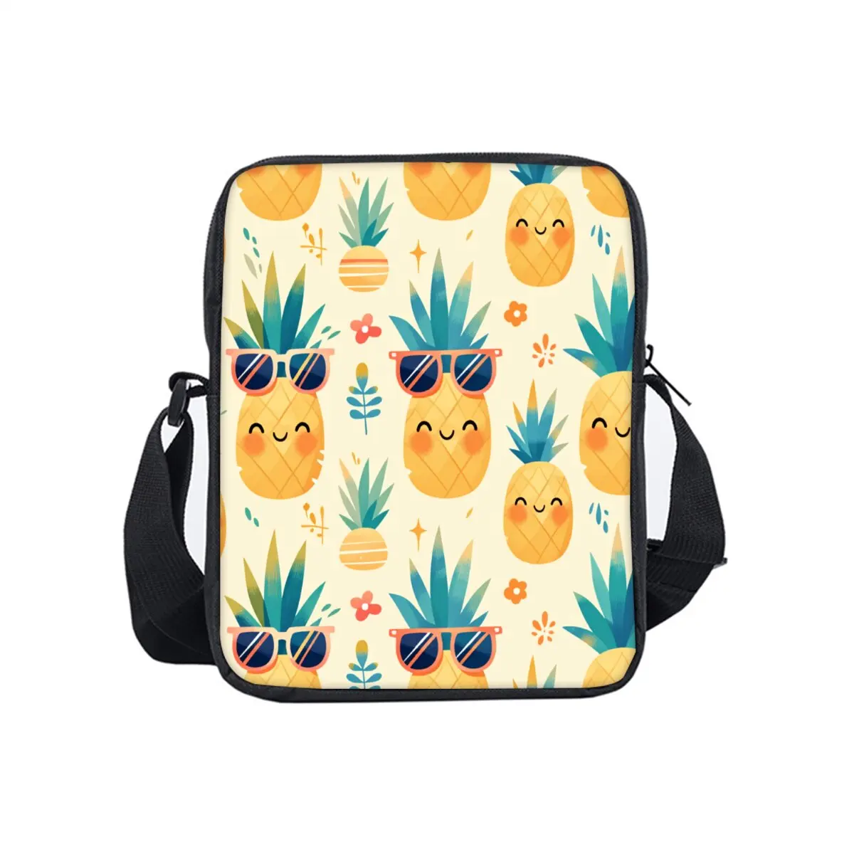 

Pineapple Print Single Sided Messenger Bag for Boy/Girls Children Best Gifts 3D Cartoon Casual Crossbody Bag