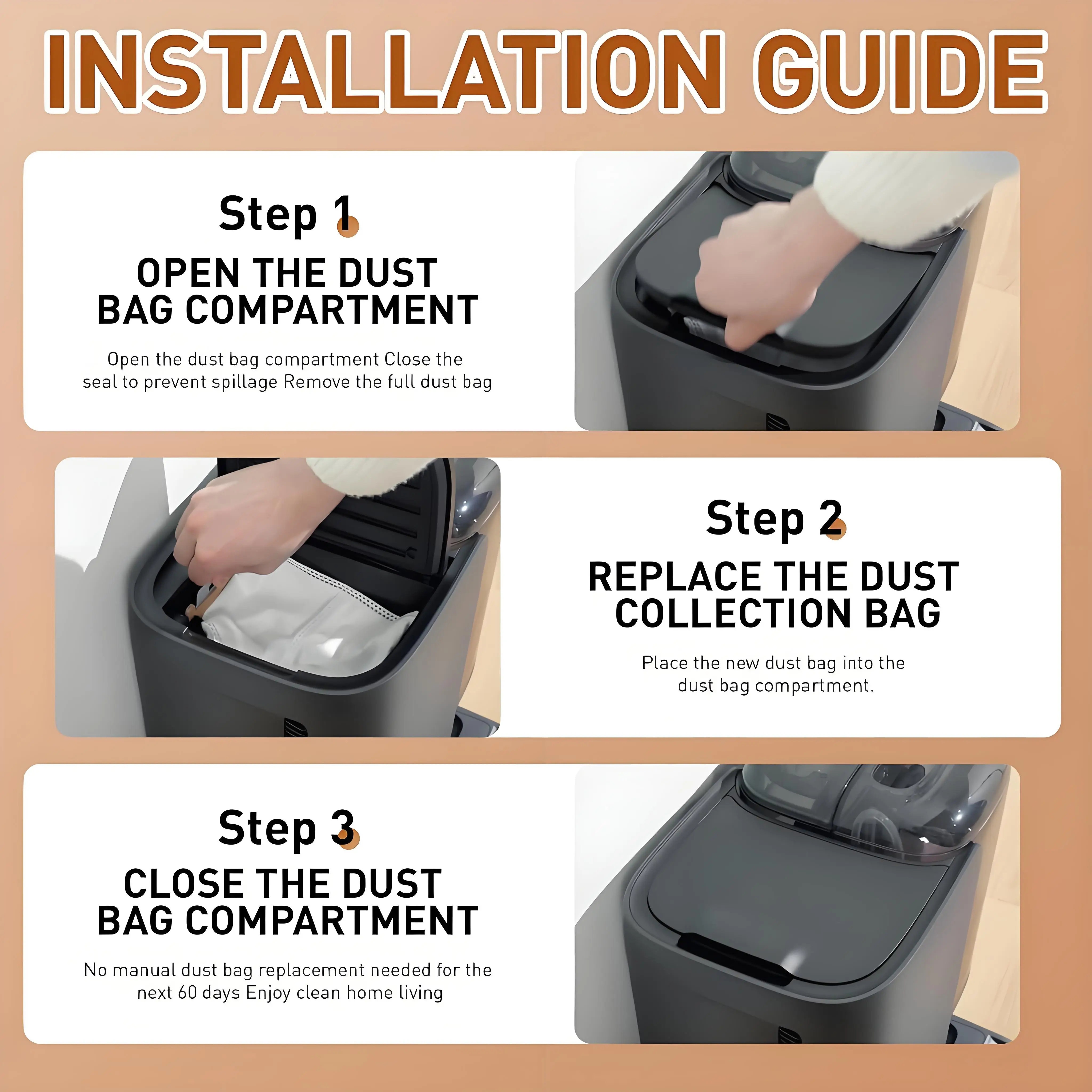 E25 E28 Dust Bags Compatible with Eufy E28 Omni/ E25 Omni Robot Vacuum, 4 Layer Filtration System Heavy-Duty Tear-Resistant