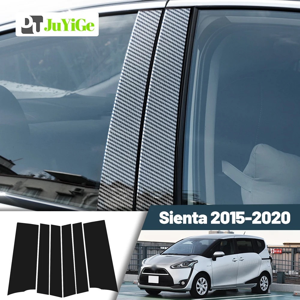 Glossy Black Carbon Fiber Window Door Deal B C Pillar Post Cover Sticker For Toyota Sienta 2015-2020 2016 2017 2018 2019