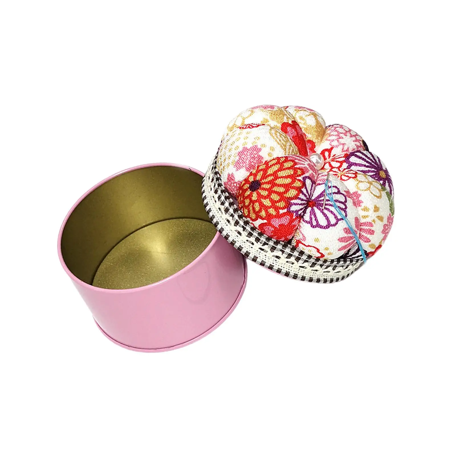 Floral Pattern Pin Cushion with Storage Box Adults DIY Craft Needles Holder Pincushion for Stitching Needlework Sewing Supplies