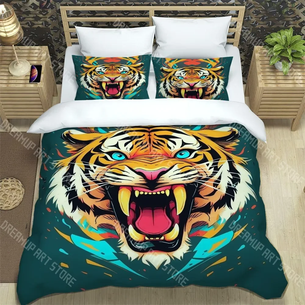 

Tiger tattoo Fashion Trendy Print Three-piece Set Suitable for Kids or Adults Quilt Cover Pillowcase Bedding Set Birthday Gift