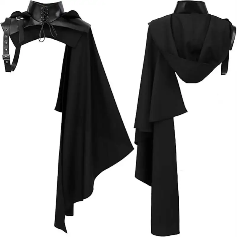 

DAZCOS IN STOCK Renaissance Half Shoulder Cape Steampunk Shawl Cloak Gothic Single Scarf Victorian Cosplay LARP Halloween Costum