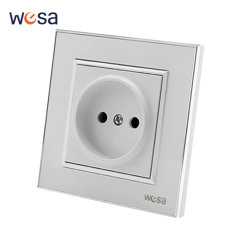 المقابس البيضاء المقبس منافذ كهربائية كلاسيكية التيار المتناوب الاتحاد الأوروبي القياسية الجدار جزءا لا الأرض الاكريليك لوحة لهب 250 فولت المقبس #1