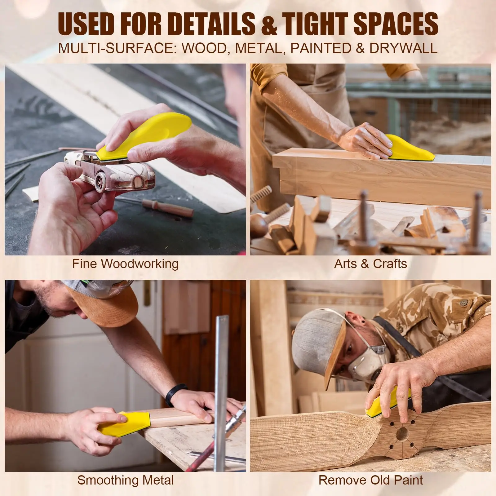 Micro Detail Sander Paper Kit 71-131Pcs Wet Dry Sandpaper Assorted Grit 3.5”x 1”Hand Sanding Block with Hook and Loop Sanding