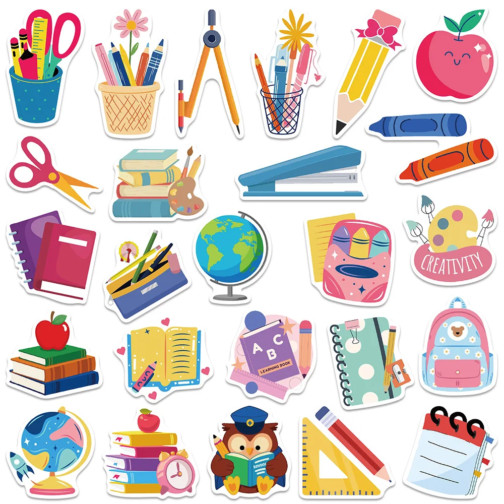 

10/30/50PCS Back to school stickers Creative Decoration Doodle DIY Refrigerator Scrapbook Diary Stickers Children's Toy Gifts