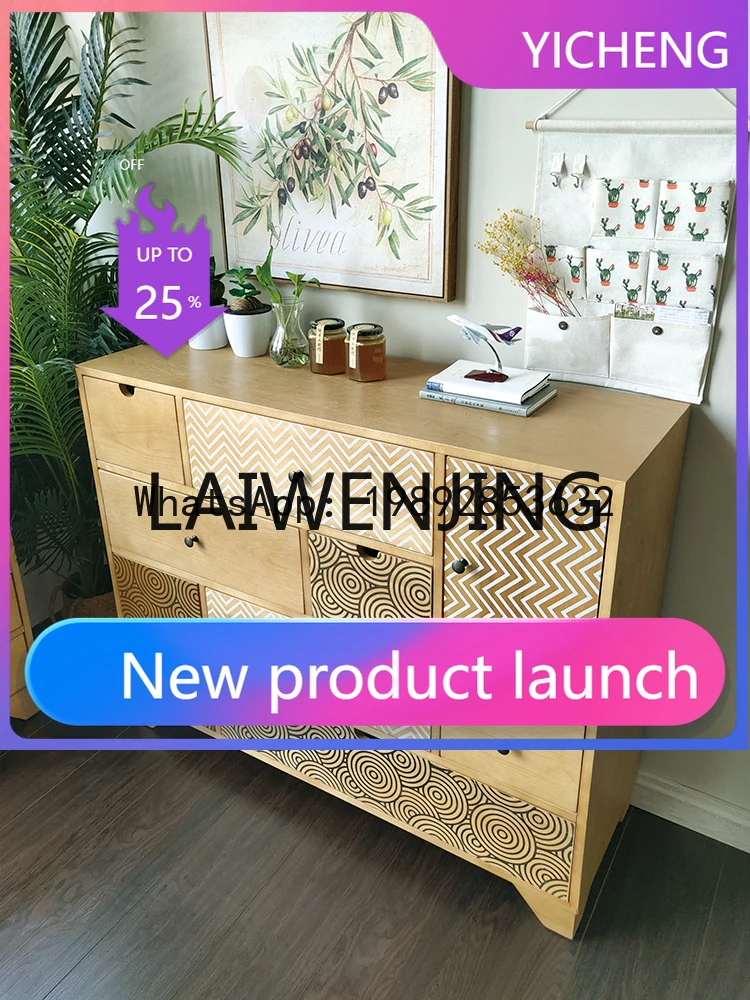 

JJ3 Solid Wood Living Room Entrance Bedroom Drawer Storage Curio Cabinet Five-Bucket Cabinet Complete Set