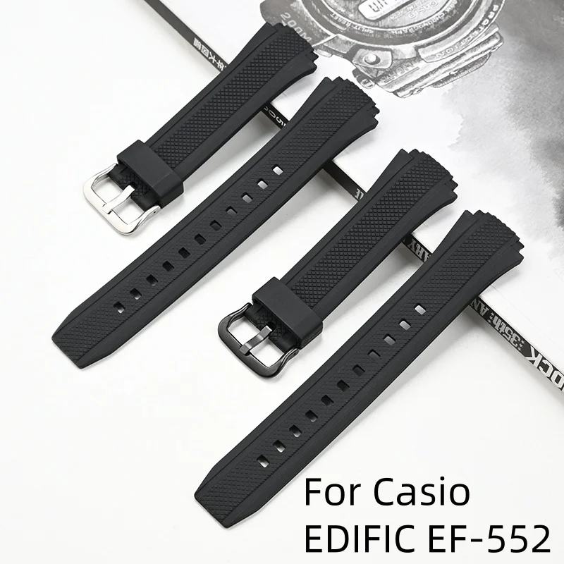 19mm Convex mouth Special watchband TPU resin sports waterproof strap Stainless steel buckle for Casio EDIFICE EF-552