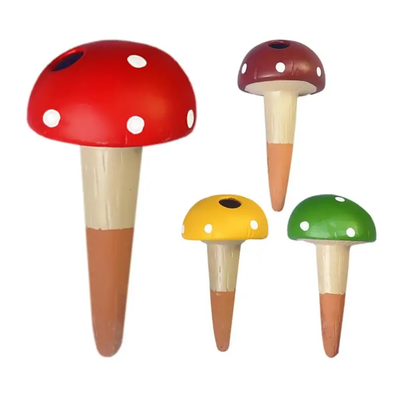 

4Pcs Self-Watering Mushroom Spikes Portable Automatic Terracotta Watering Insert Small Automatic Potted Plant Waterer Cute