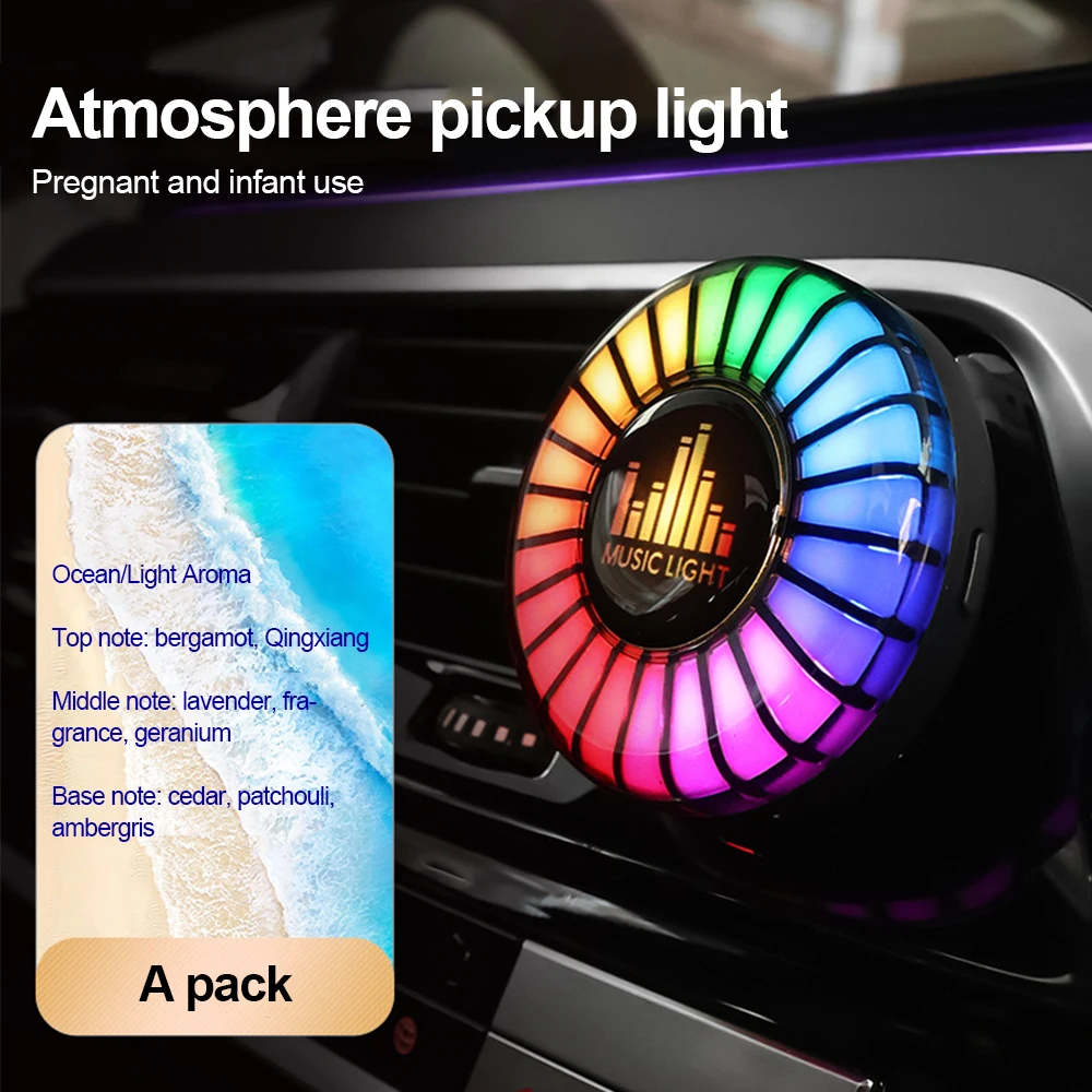 Car Air Freshener Outlet Fragrance Air Vent Aromatherapy Interior Perfume RGB Music Rhythm Lamp Voice Pick Up Atmosphere Light