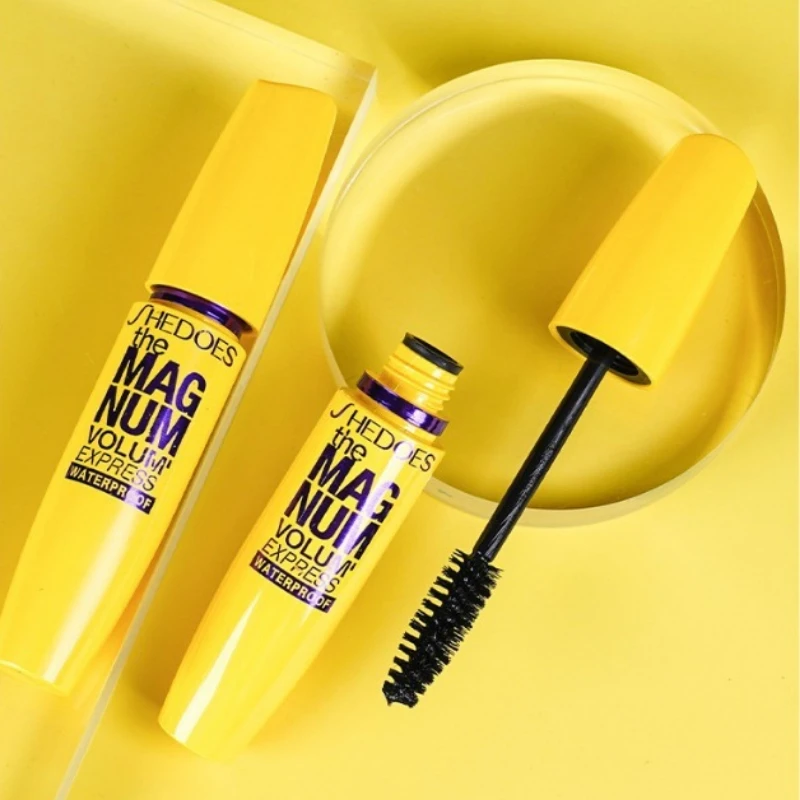 4D Black Mascara Thickening Lengthening CurlingWaterproof Liquid Fiber Mascara Women Cosmetics Wholesale Eye Makeup Yellow Black