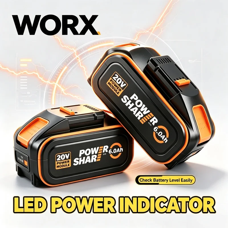 WORX 20V 6000mAh High-capacity Lithium-ion Battery WA3553 WA3551 WA3553.1 WA3570 All Worx Cordless Power and Gardening Tools.