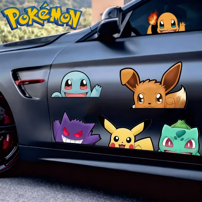 

20styles Pokemon Car Stickers Anime Figure Pikachu Gengar Eevee Charmander Cute Cartoon Doll Creative Sticker Birthday Gifts