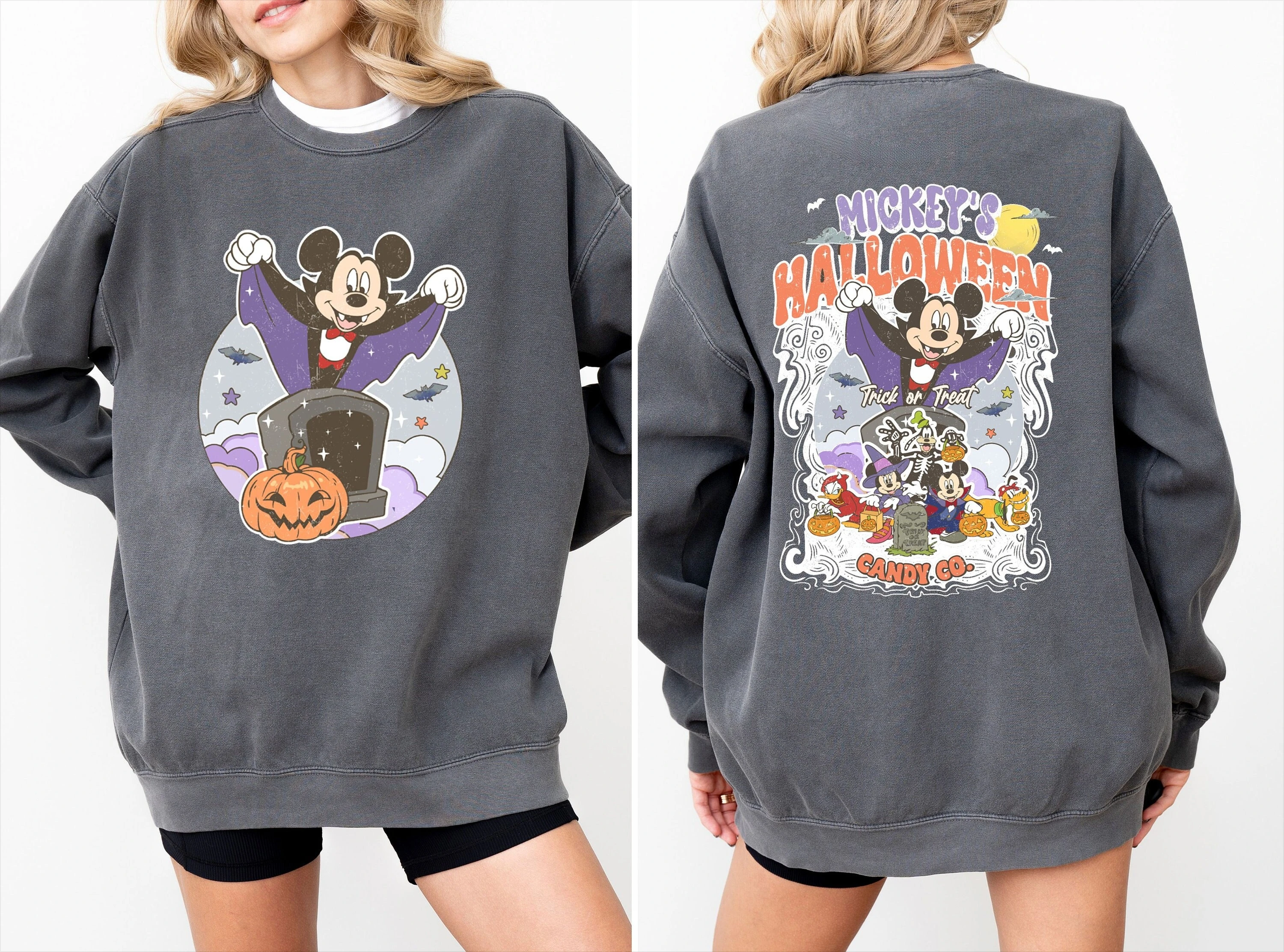 سويت شيرت ميكي للهالوين، سويت شيرت ميكي هالوين كاندي كو. سويت شيرت ديزني للهالوين، سويت شيرت ميكي يقطين
