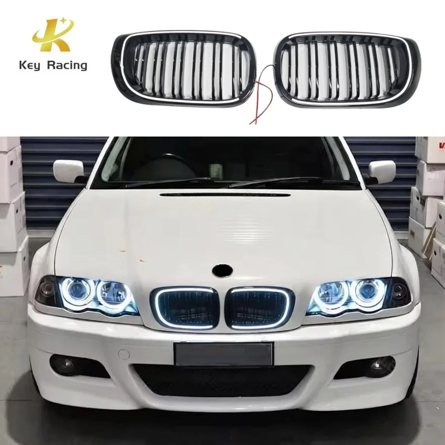 

E46 Front Luminous Grille For BMW 3 Series E46 Coupe 4 Door M3 1999-2005 Front Bumper LED Racing Kidney Grill With Light