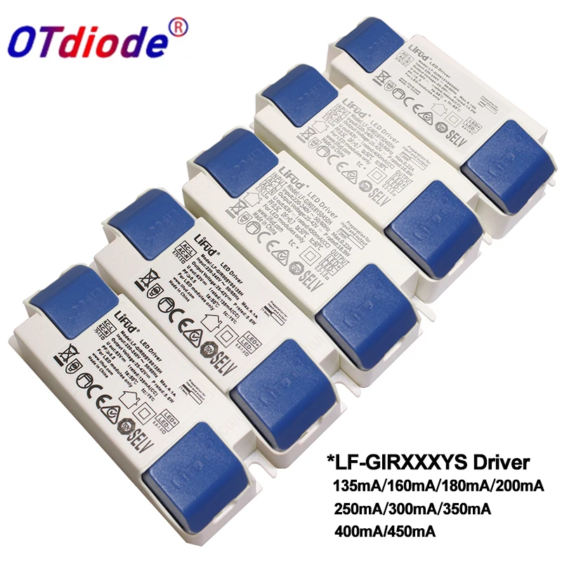 

Lifud LED Driver LF-GIRXXXYS135mA-450mA DC25-42V High PF 0.9 Free Flicker Lighting Transformer Power Supply For LED Modules