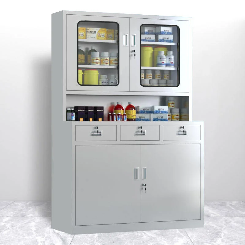 

Stainless steel office storage filing cabinet 2 glass and 2 iron door metal filing cabinet