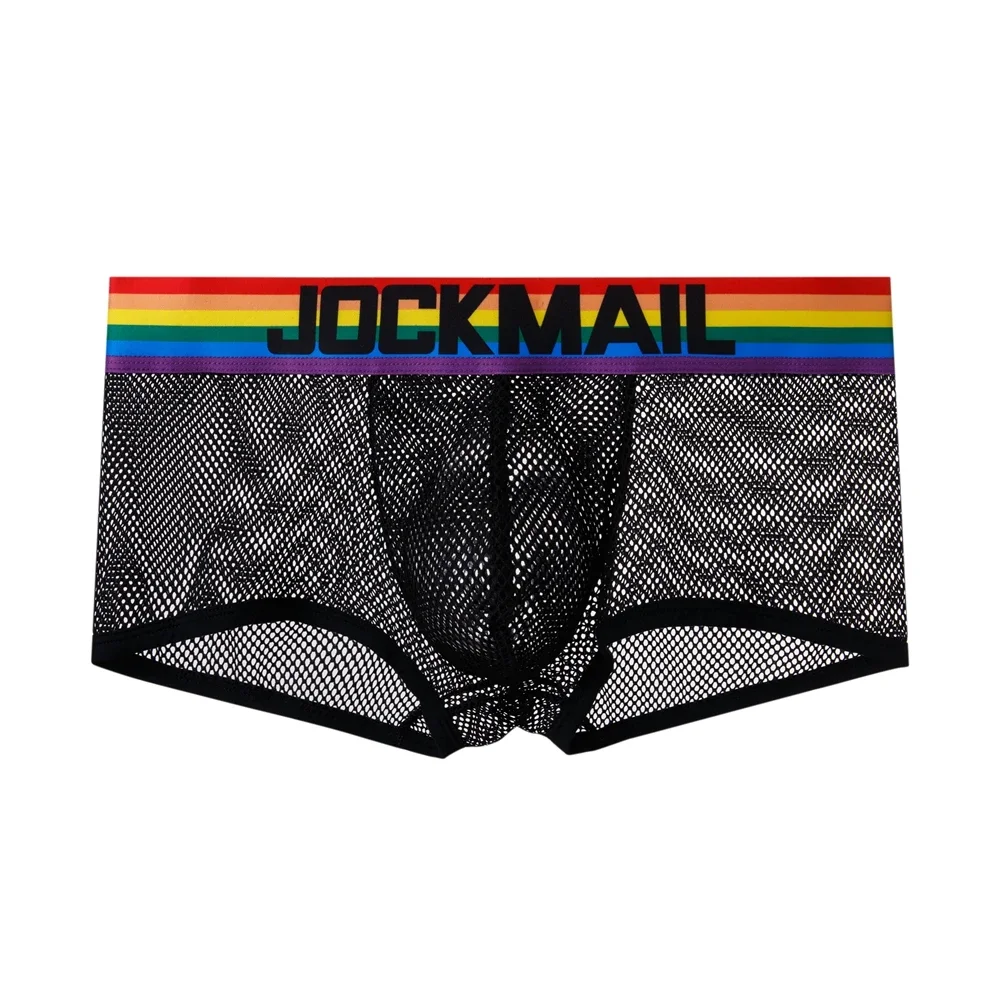 Sexy Boxer Men Gay Underwear Cotton Rainbow Mesh Thermal Underpants Shorts Pijama Cuecas Masculinas Calzoncillos Hombre Slip