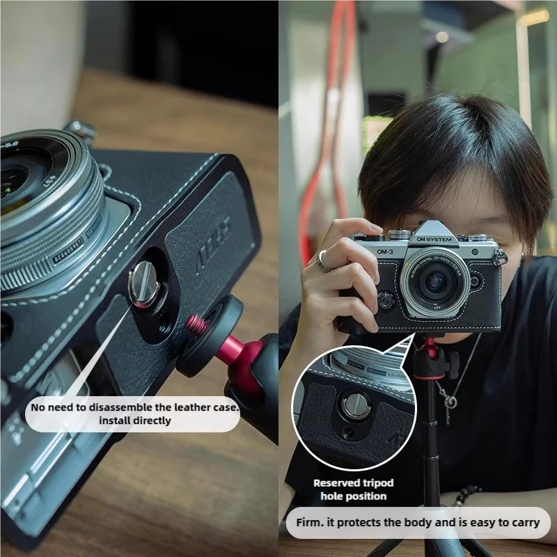 New for Olympus OM-3 handle leather case; om3 camera bag protector; OM3 genuine leather wrist strap shoulder strap