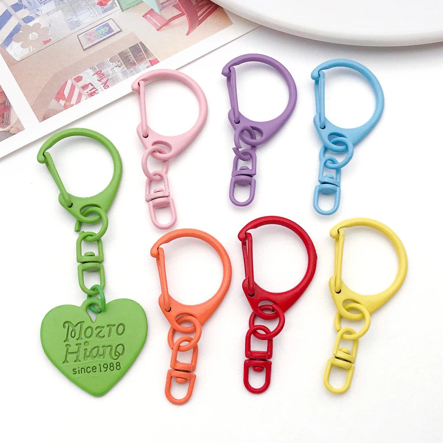 20pcs 18x41mm Zinc Alloy Paint D-Shaped Buckle 8-Character Key Chain Dog Clasp Welded Extension Chain DIY Jewelry Connector