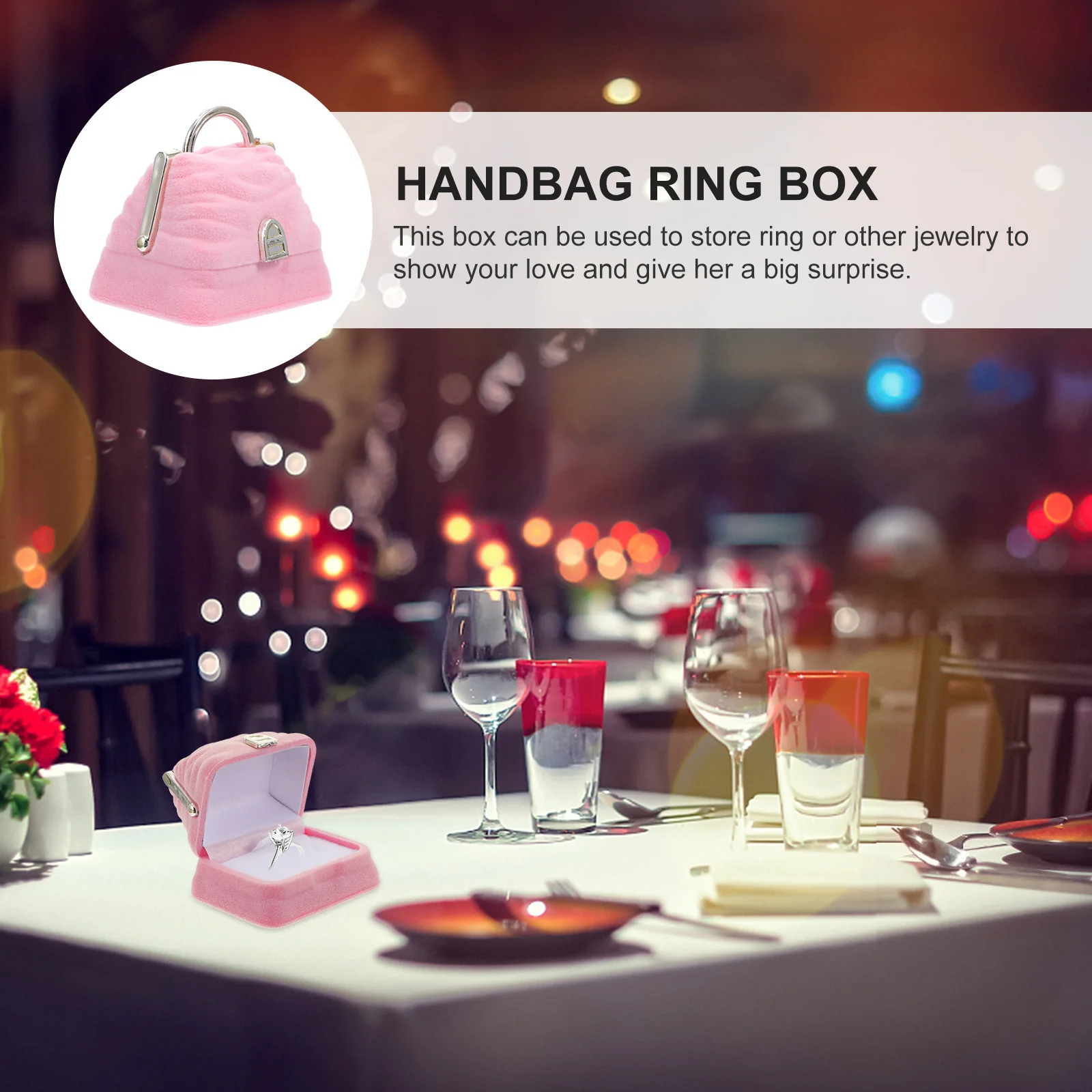 

1Pcs Handbag Shape Ring Box Creative Design Engagement Wedding Jewelry Storage Gift Case Handbag Shape Ring Box