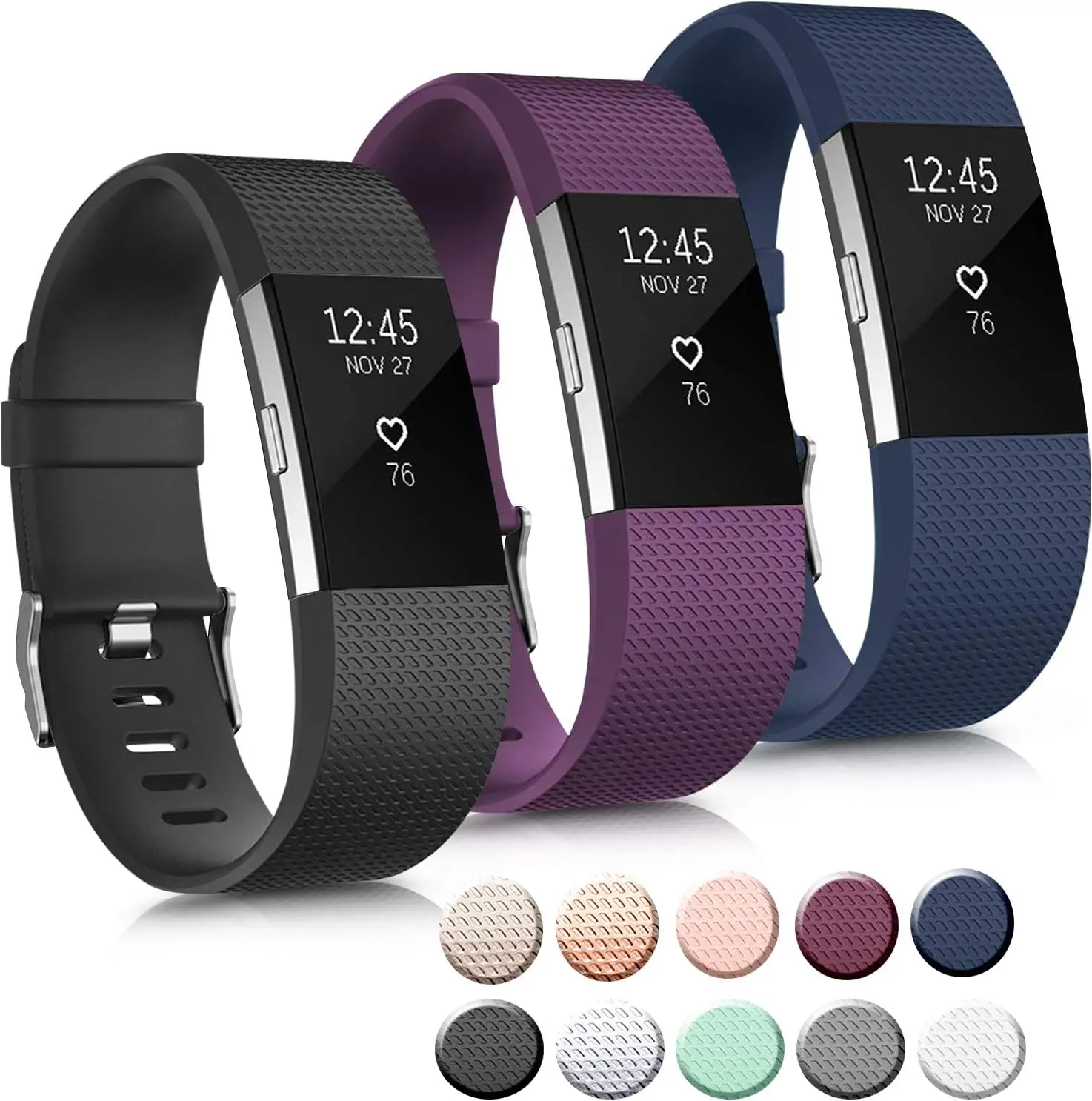 Sport Bands Compatible with Fitbit Charge 2 Bands , Adjustable Replacement Strap Wristbands for Fitbit Charge 2 HR Small Large