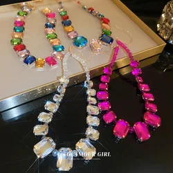 2023 Latest Baroque Colored Crystal Women Necklace European Palace Shining Vintage Rhinestone Neck Jewelry Set Collar Choker