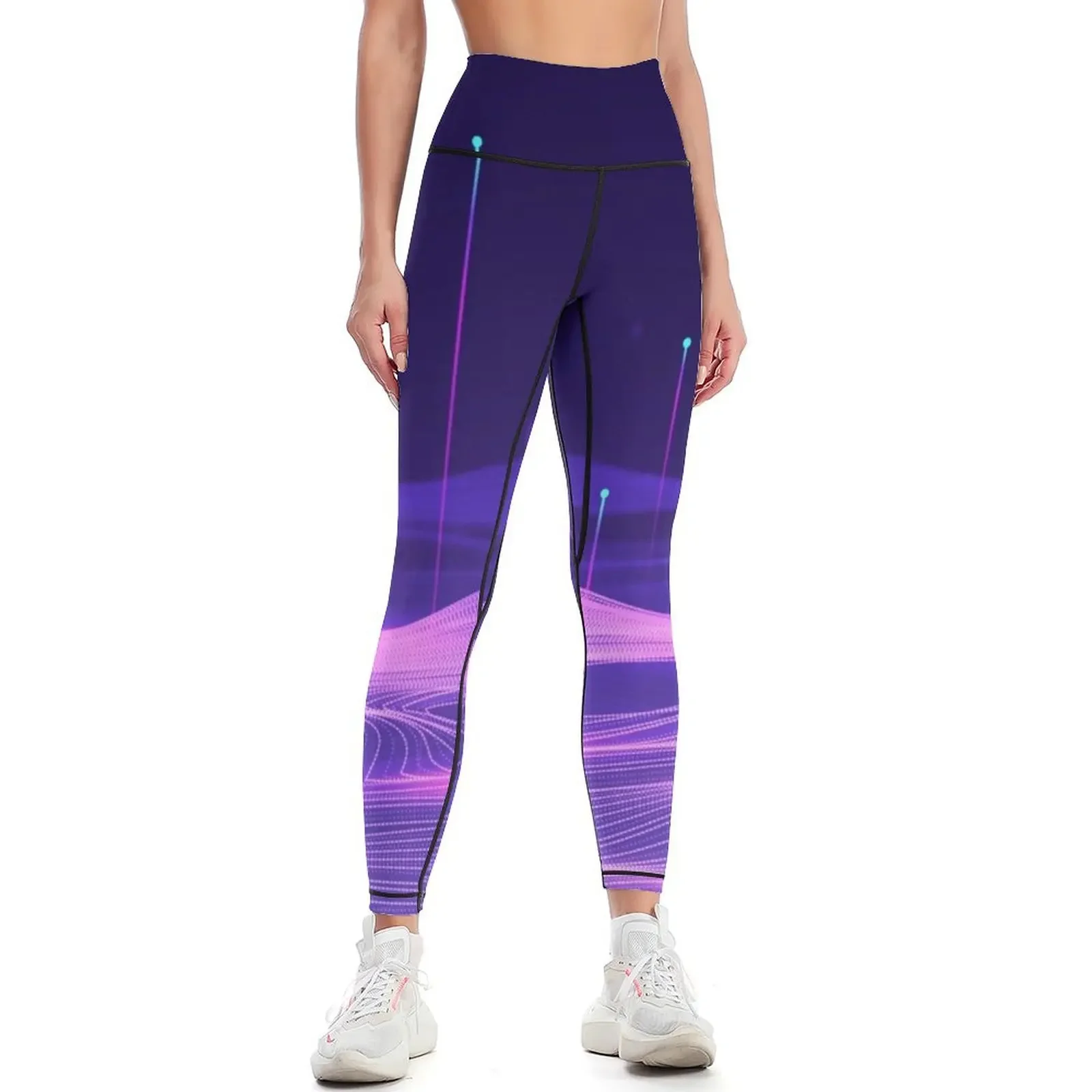 

Synthwave Space: Earth horizon Leggings legging push up sportswear for gym Legging sport Womens Leggings