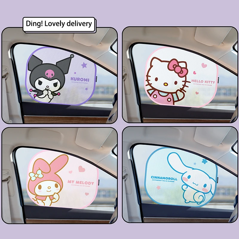 Sanurgente-Pare-soleil en maille de voiture Hello Kitty, My Melody Cinnamoroll, Anime Cartoon, Lovely Sun Protection, Rideaux en verre pour fenêtre latérale, Kawaii