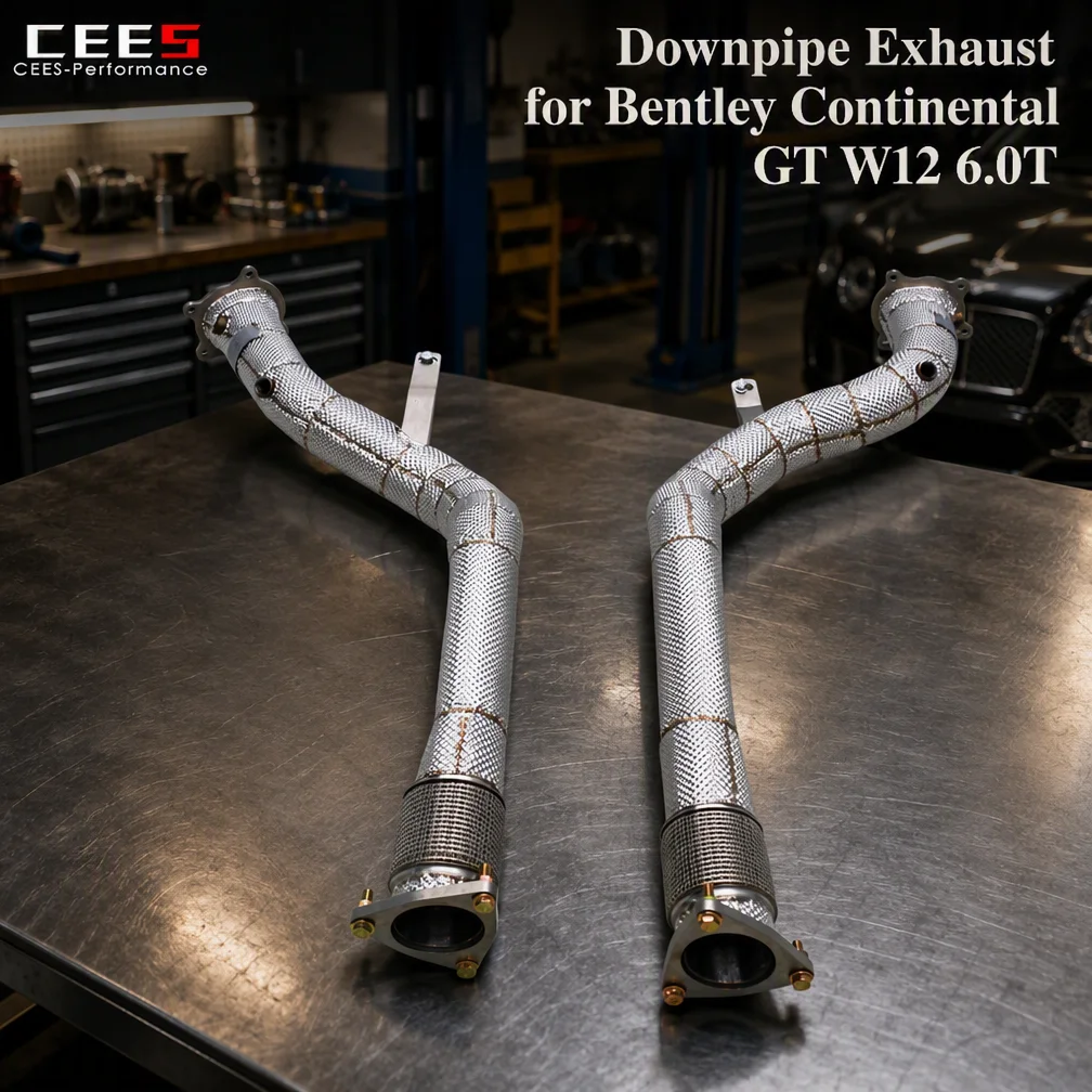 CEES Stainless Steel Downpipe Exhaust Pipes for Bentley Continental GT W12 6.0T 2004-2013 Racing Exhaust Free Flow Pipe