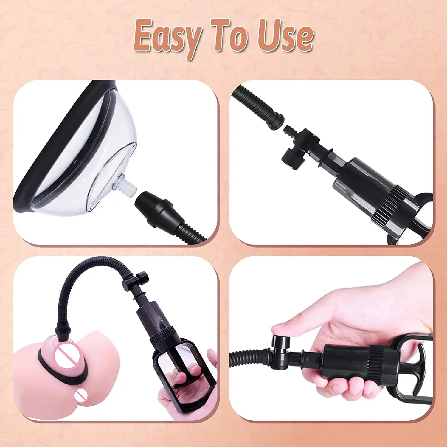 Female Manual Vacuum Pump, Clitoral and Vaginal Inhaler, Breast Massage, Nipple Stimulator, Enlarged Manual Pump Cover, Adult Se