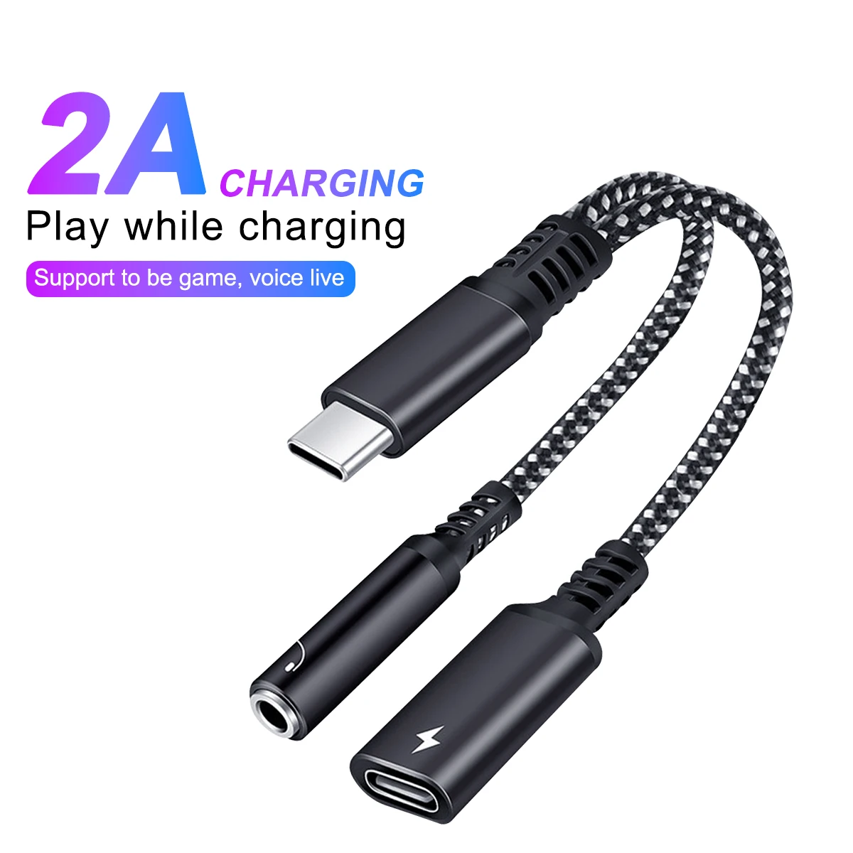 2 In 1 USB C To 3.5mm Headphone Jack Adapter Type C Charge Audio Aux Adaptor for Ipad Pro Samsung S20 Ultra Note 20 10 Huawei