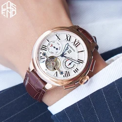 Fashion Multifunctional Automatic Mechanical Watch With Week Calendar and Month Display Hollow Out Rotating Tourbillon Watch