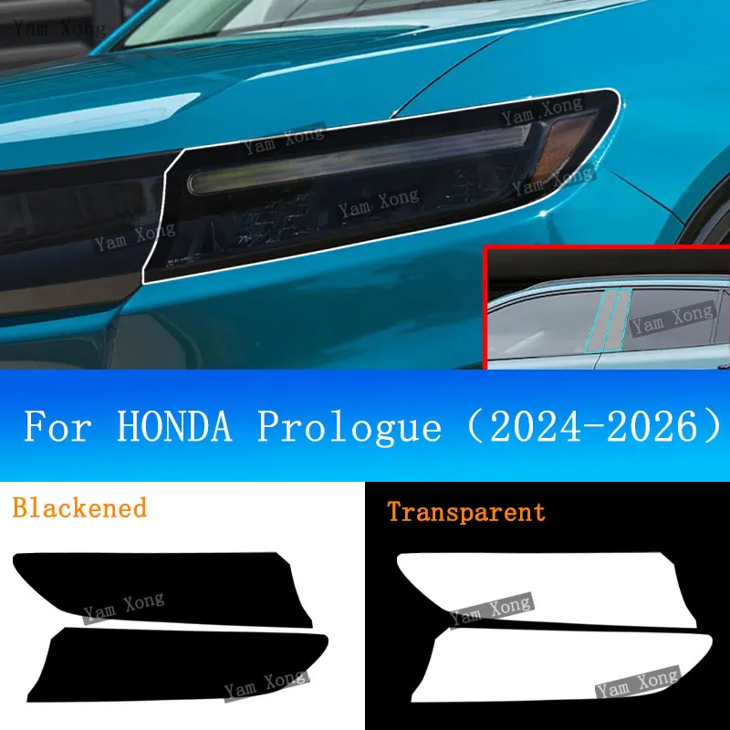 

Car Headlamp Light Black Tint Film For HONDA Prologue Exterior Headlight Transparent Anti-Scratch Protective BC Wrap Cover Films