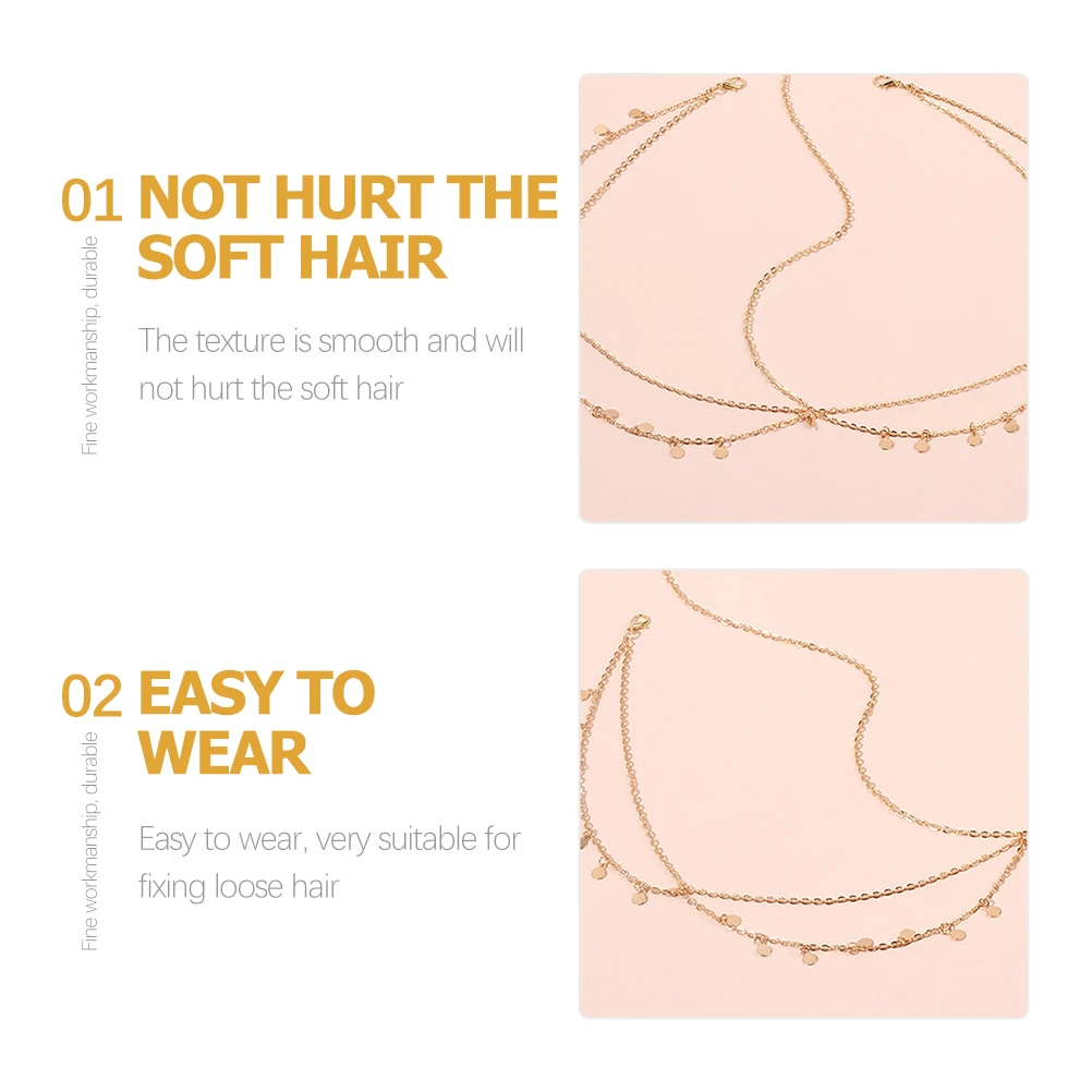 

2 Pcs Hair Chain Bohemian Ethnic Style Women Headdress Headband Jewelry for Party Festival Wedding Prom Photoshoot