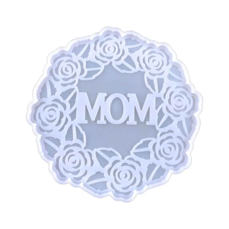 A0NF MOM Mother Wreath Ornament Silicone Molds Diy Crystal Glue Irregular Storage Tray Mold for Making Fruit Storage Plate